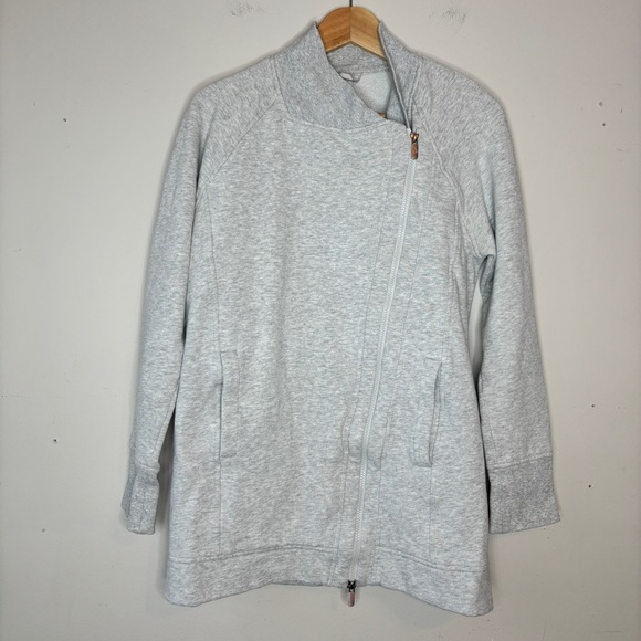 Lululemon Back To It Wrap Jacket Heathered Vapor Light Gray White Size 8 - Picture 2 of 14